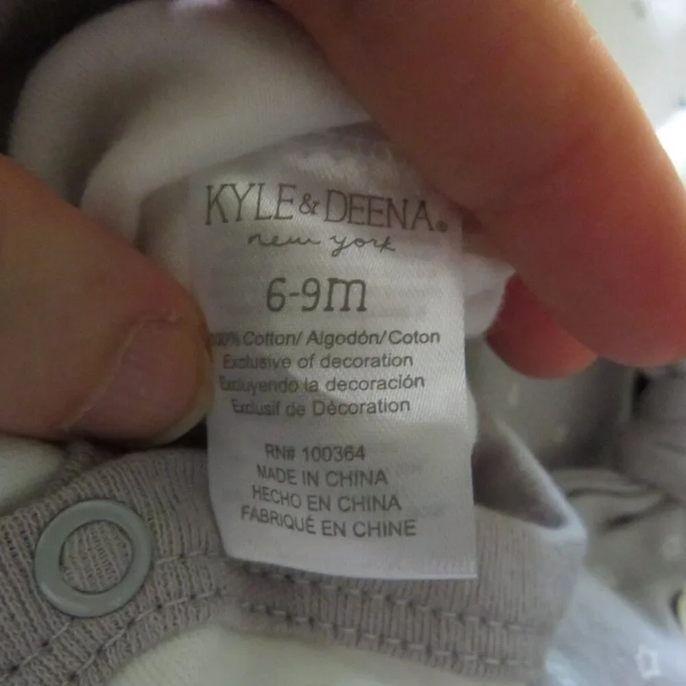 Baby Gray Stars Hat - Cap, Footed Pants & Bodysuit Long sleeve 3pc NEW cotton